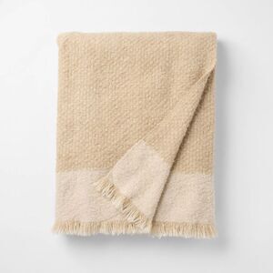 50"x60" Tonal Woven Boucle Throw Blanket Cream